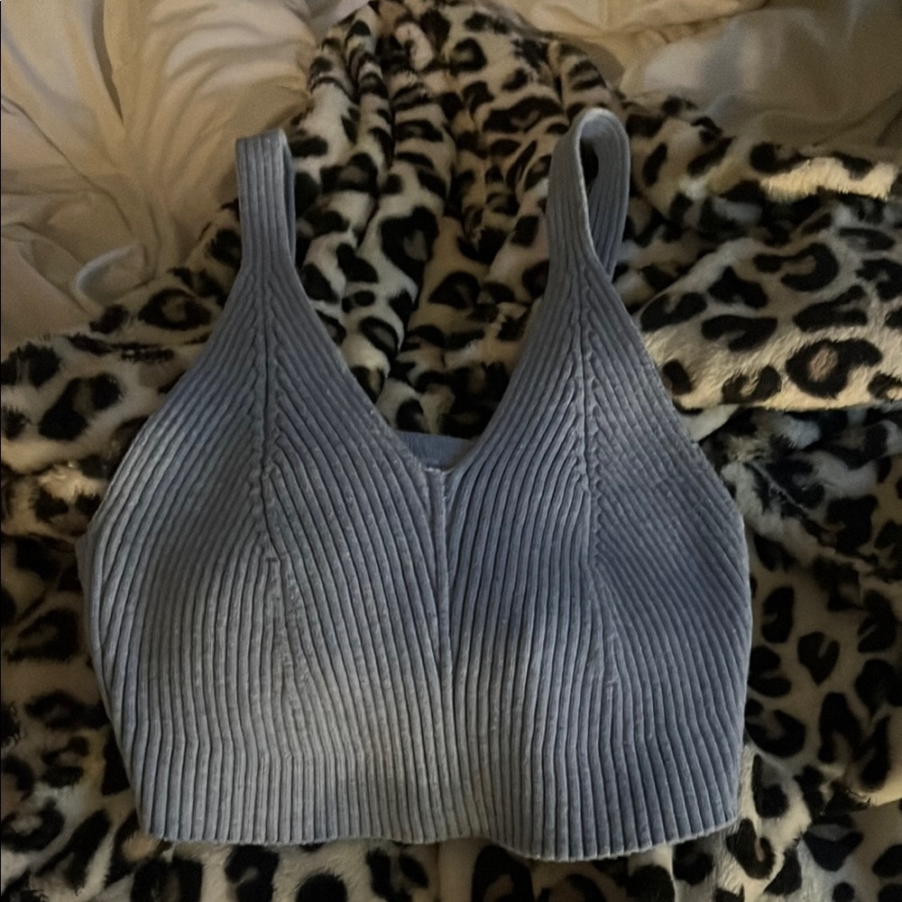 Blue Ribbed Women's Top
